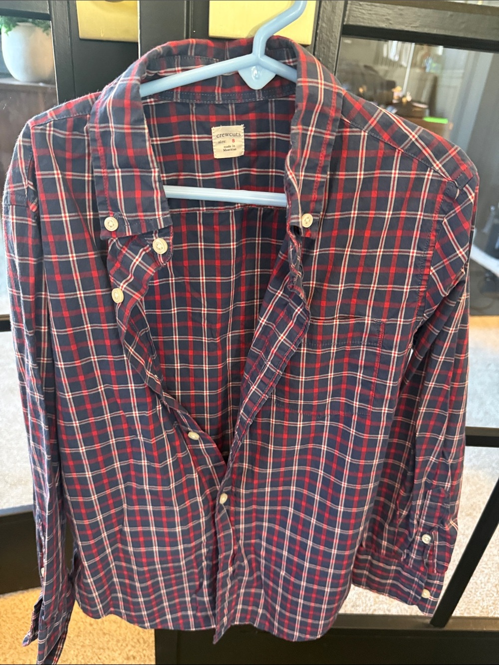 Crewcuts Navy and Red Plaid Button-Down Shirt